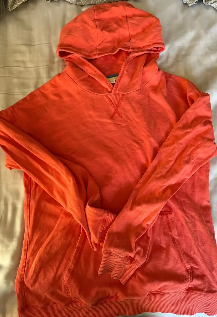 Mini Boden light orange red hoodie size 13-14